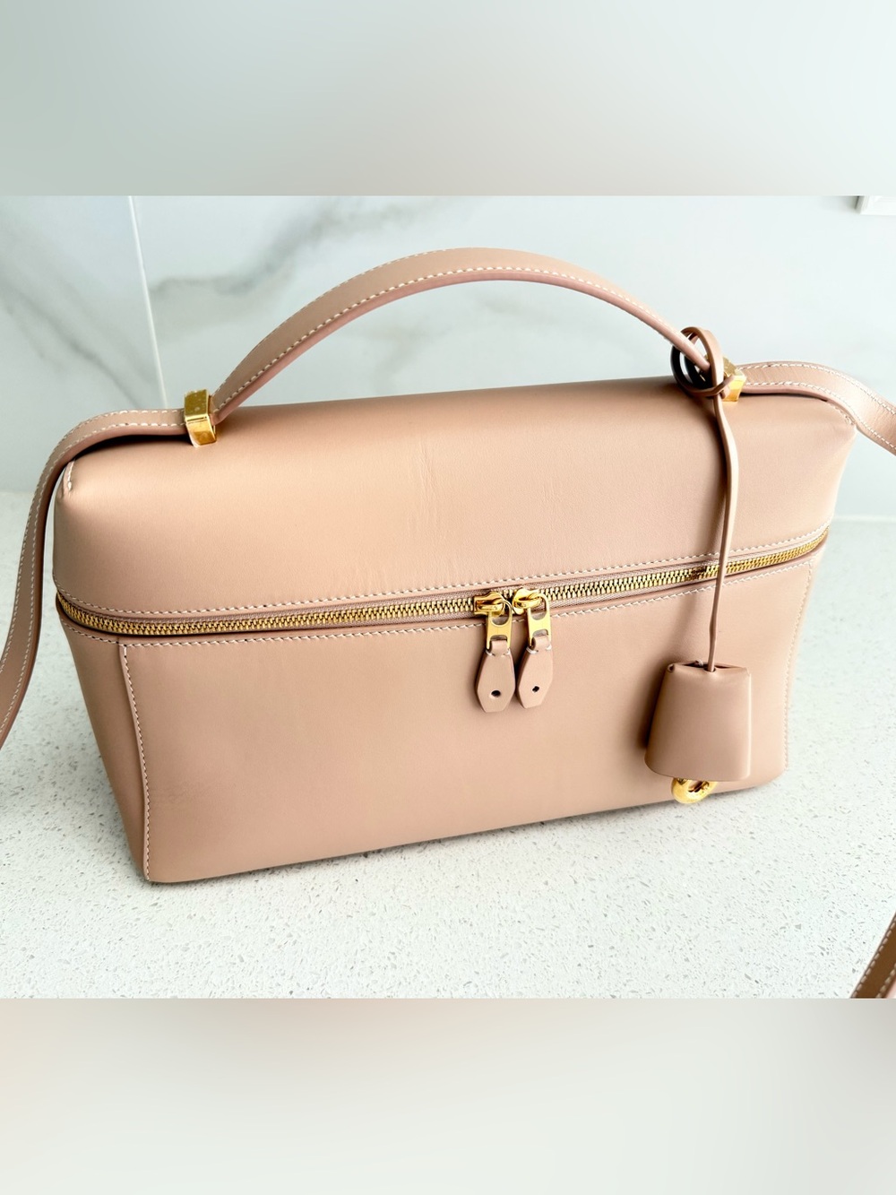 LORO PIANA Extra Bag L27 Smooth Calfskin Feather Pink